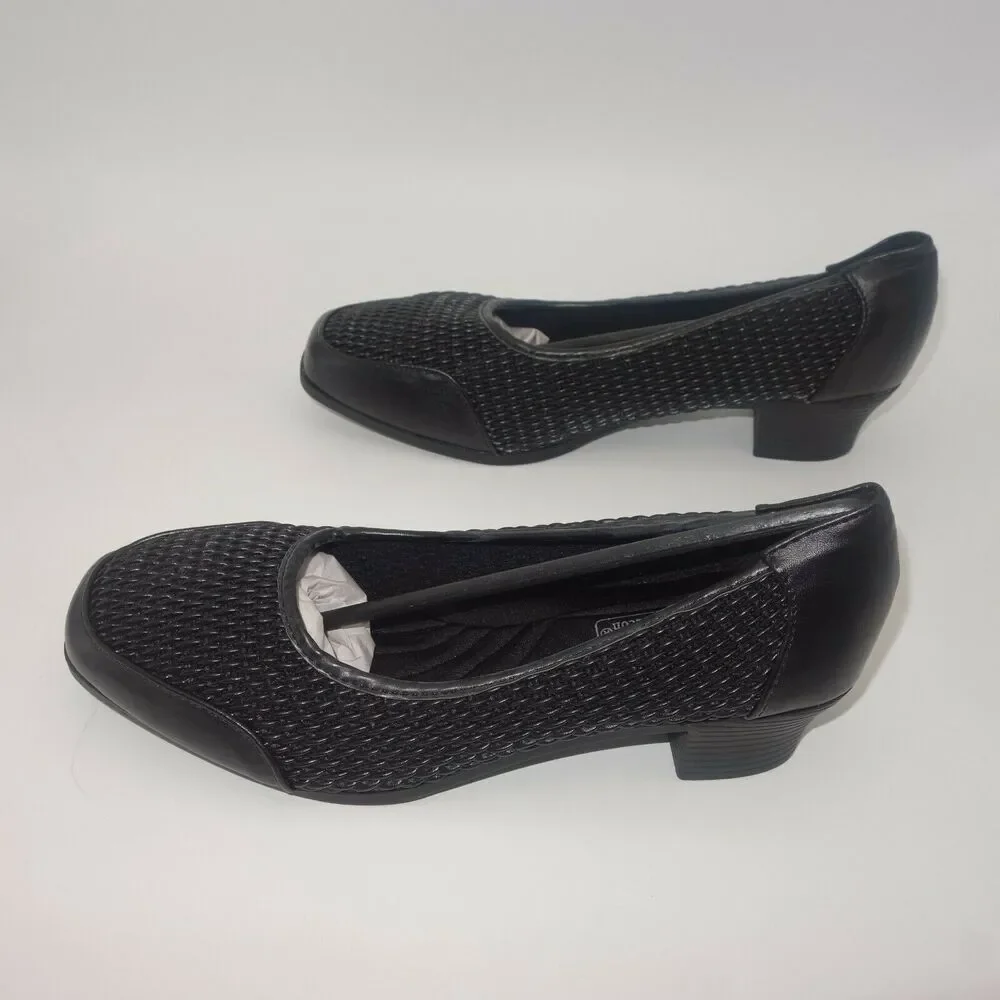 NEW Comfort-well Beacon Stretch-n-Form Pumps Black Square Medium Heel Shoes 7.5